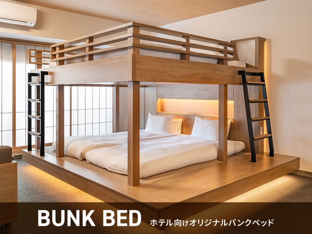 ホテルには造作ベッド什器も多数導入しています